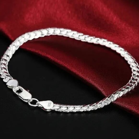 925 Sterling Silver Bracelet Cuban Snake Chain Link Birthday Christmas Gift NEW - Picture 6 of 7